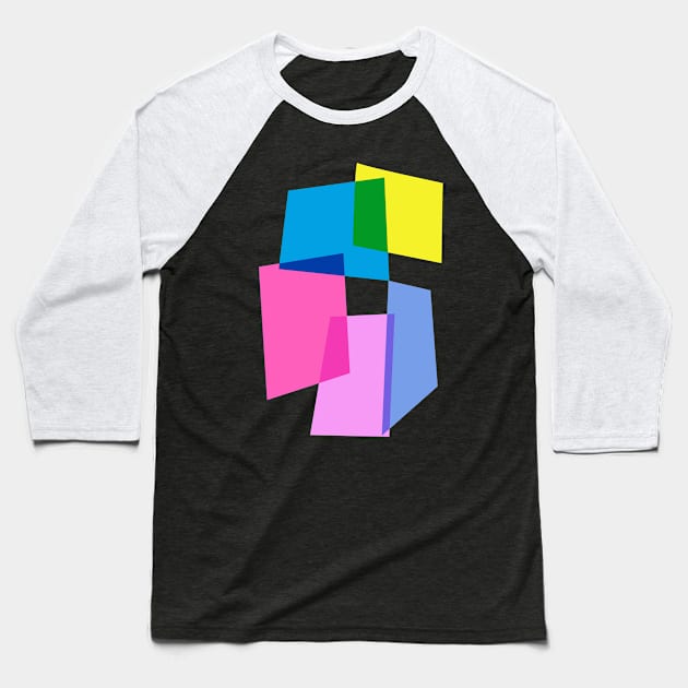 Vibrant Retro Colorful Geometric Shapes Baseball T-Shirt by ApricotBirch